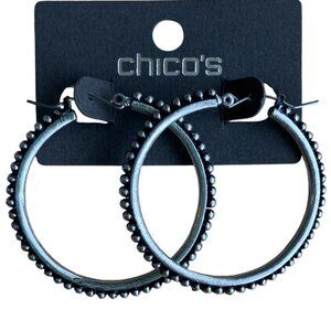 Chico's Silver Hoop Beaded Earrings, New with Tags